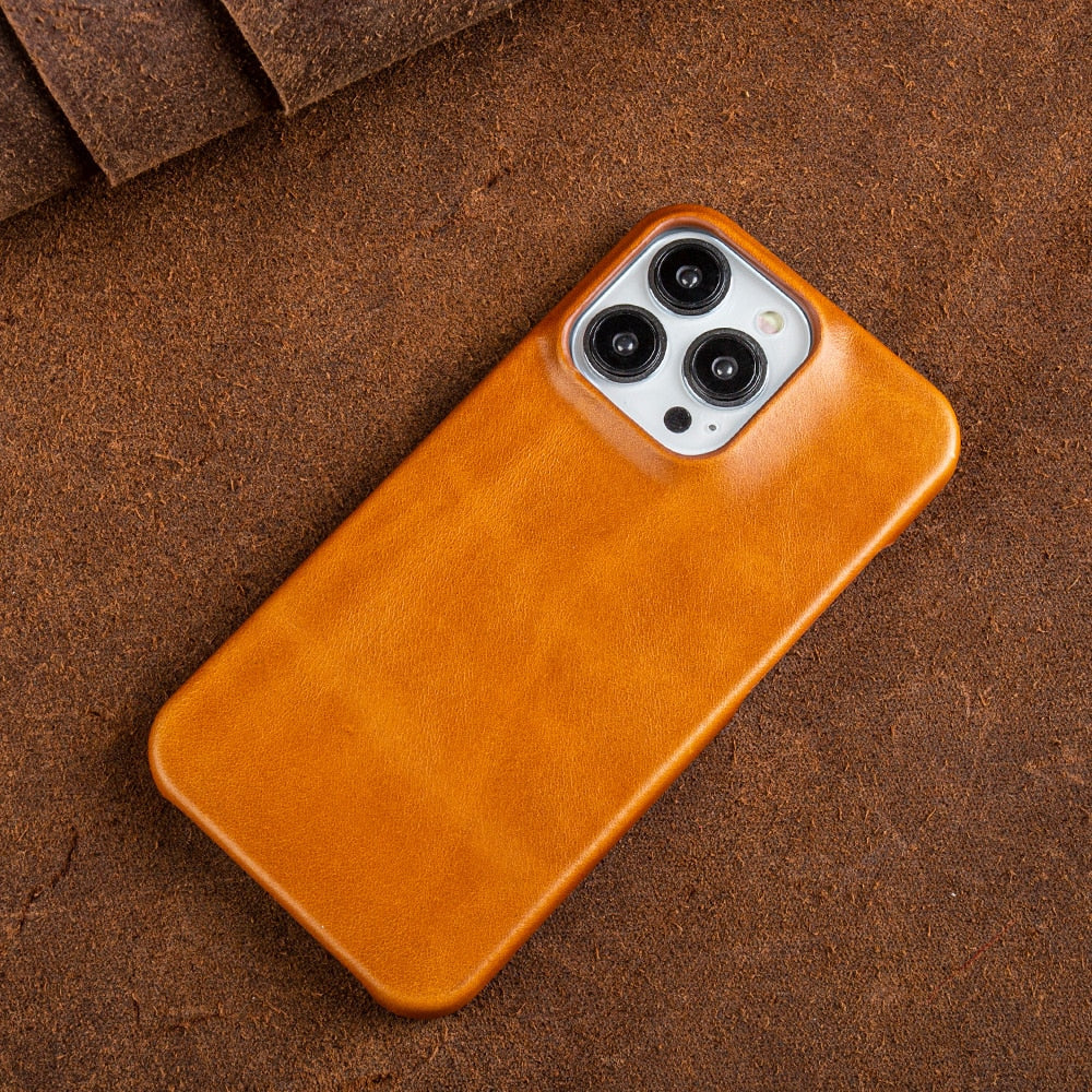 Oil Wax Genuine Leather iPhone Case By Luma Studio