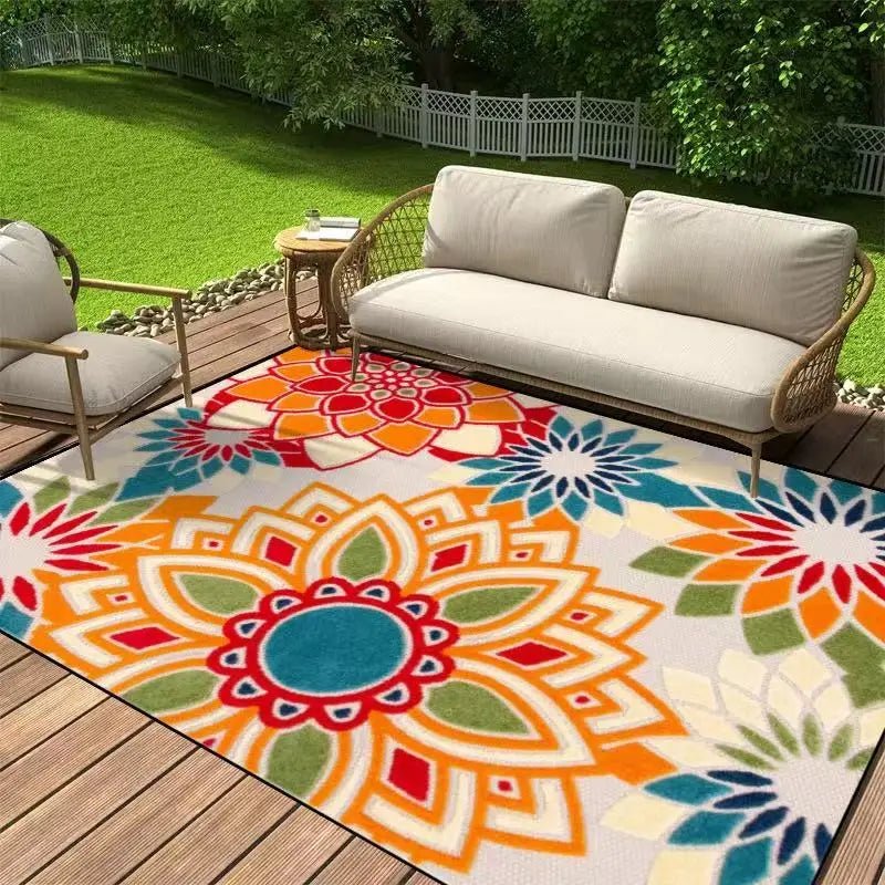 FloraLoom Virágmintás Kültéri Szőnyeg Csúszásgátló Minden Időjárásra Terasz Szeretőknek