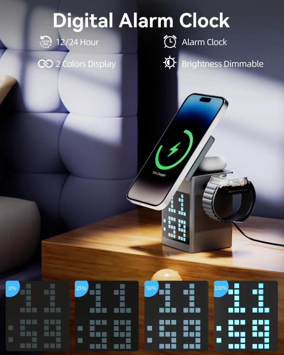 テックプロ向け NovaLink 3-in-1 ワイヤレス充電器 Bluetoothスピーカー＆LED時計付き