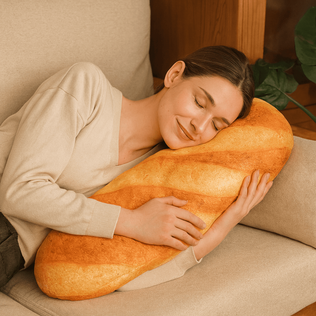 CozyNest Plüss Baguette Párna a Kényelmes Otthoni Dekoráció Kedvelőinek