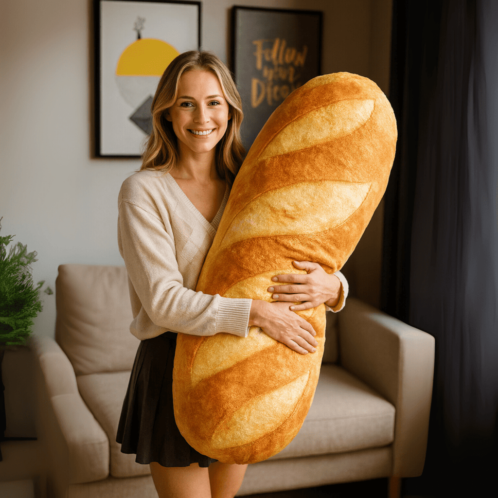 CozyNest Plüss Baguette Párna a Kényelmes Otthoni Dekoráció Kedvelőinek