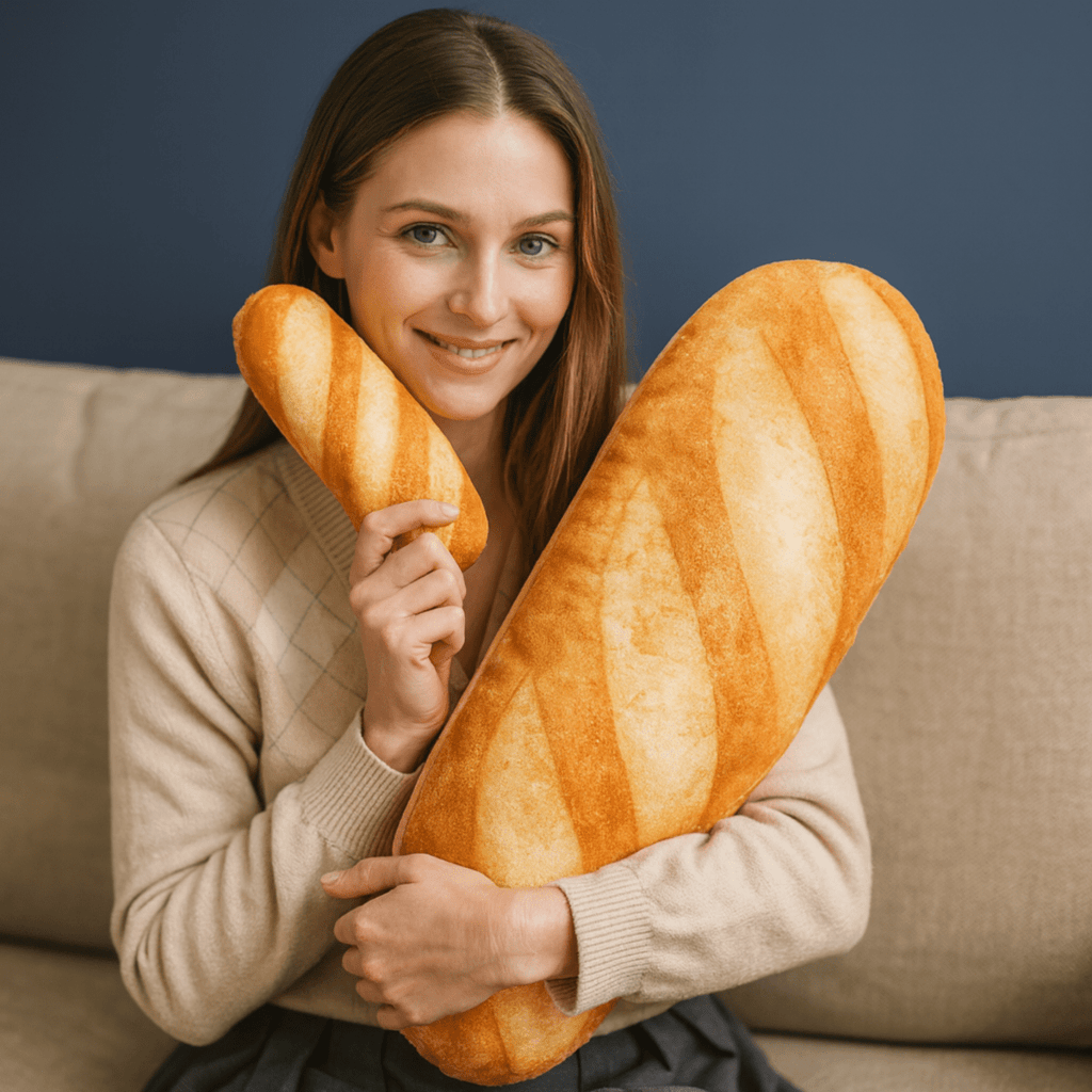 CozyNest Plüss Baguette Párna a Kényelmes Otthoni Dekoráció Kedvelőinek
