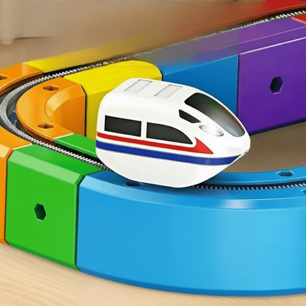 TrackForge 3D 鉄道建設キット 子供用 充電式機関車付き