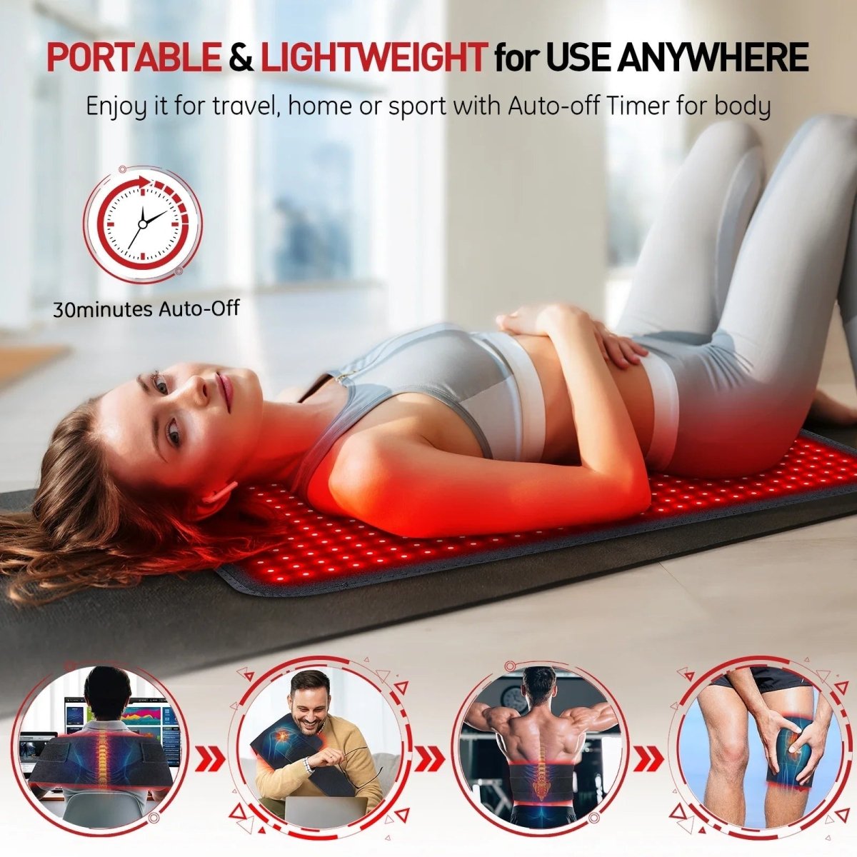 CalmPulse vörösfény-terápiás melegítőpárna mélyizomlazításhoz sportolóknak