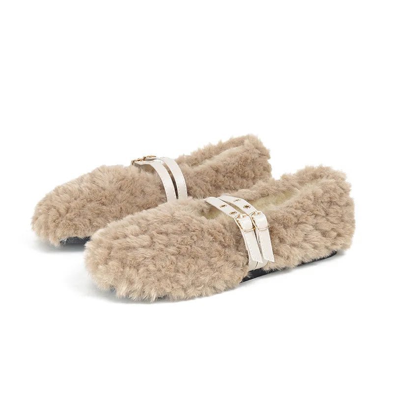 CozyNest női gyapjú szőrme bebújós mokaszin meleg és puha béléssel