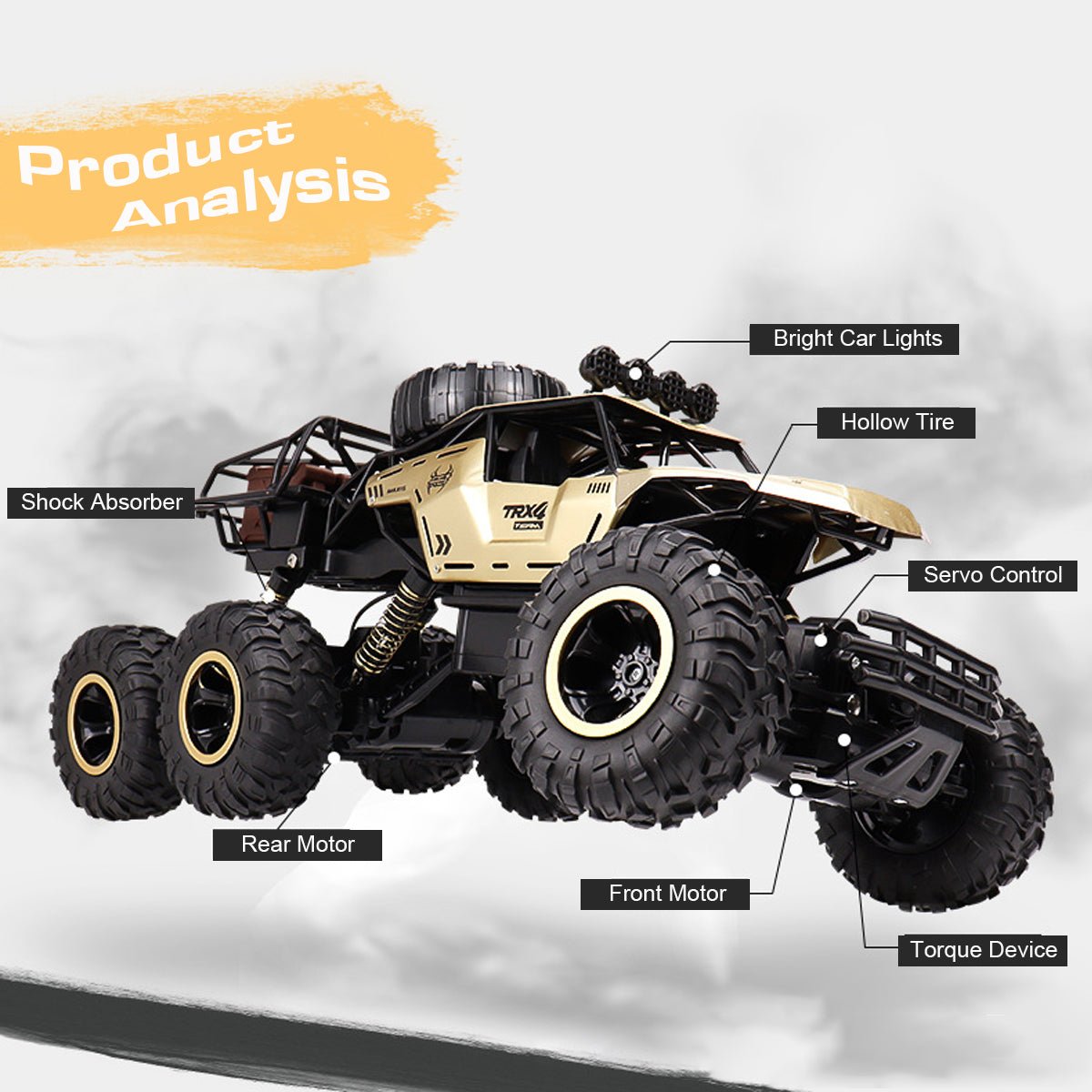 TrailRover 6WD RCモンスタートラック LEDライト付き 最大52km/h オフロードパワー
