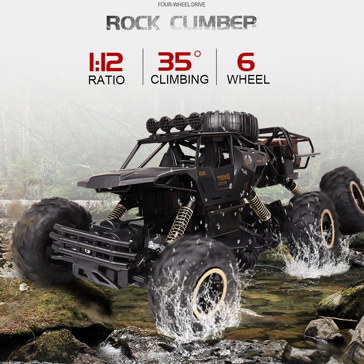 TrailRover 6WD RCモンスタートラック LEDライト付き 最大52km/h オフロードパワー