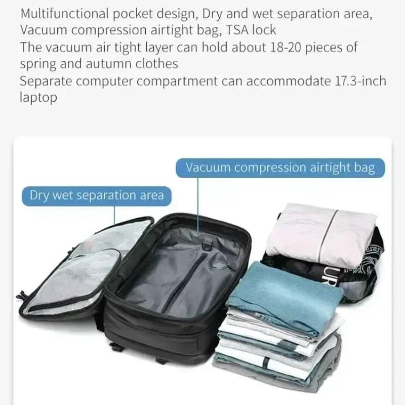 AeroFlex összenyomható laptop hátizsák utazóknak, ultrakönnyű rendszerezővel