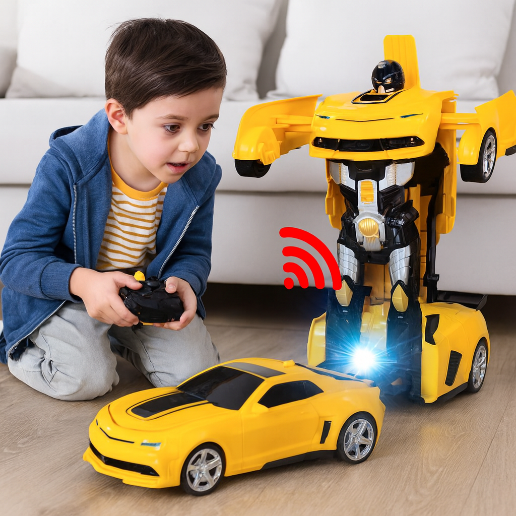 ジェスチャー操作リモコン付きLEDライト搭載変形ロボットカー