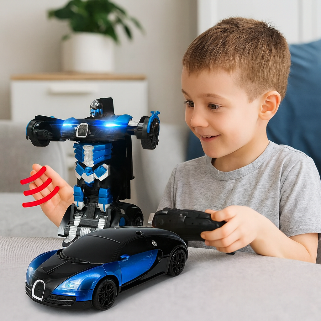 ジェスチャー操作リモコン付きLEDライト搭載変形ロボットカー