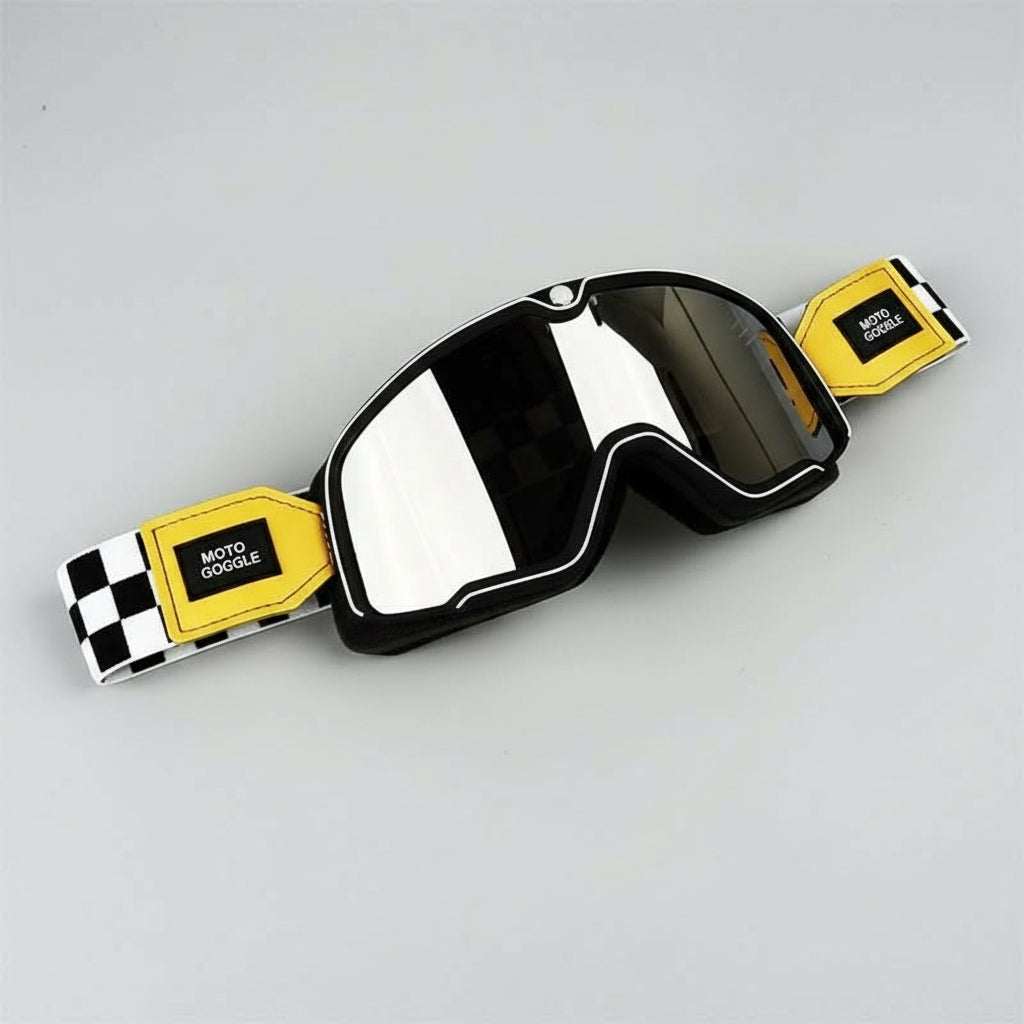 メンズレトロゴーグル バイク用 処方眼鏡の上から着用可能 UVカット付き