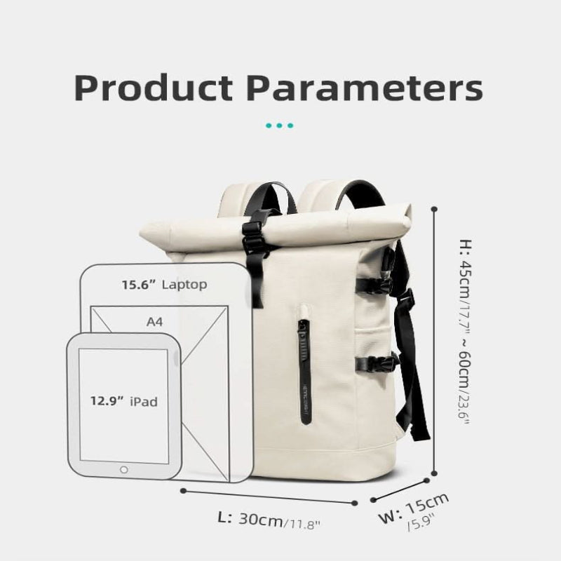 AeroTrail bővíthető rolltop hátizsák laptoprekesszel ingázóknak