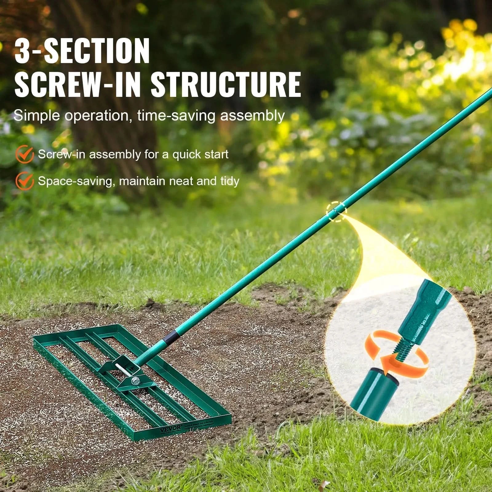Apex Green Tools fűgereblye extra hosszú, hátbarát nyéllel háztulajdonosoknak