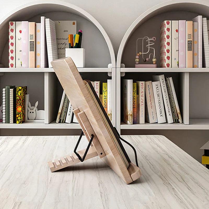 Adjustable Pine Book Stand for Reading Without Hands