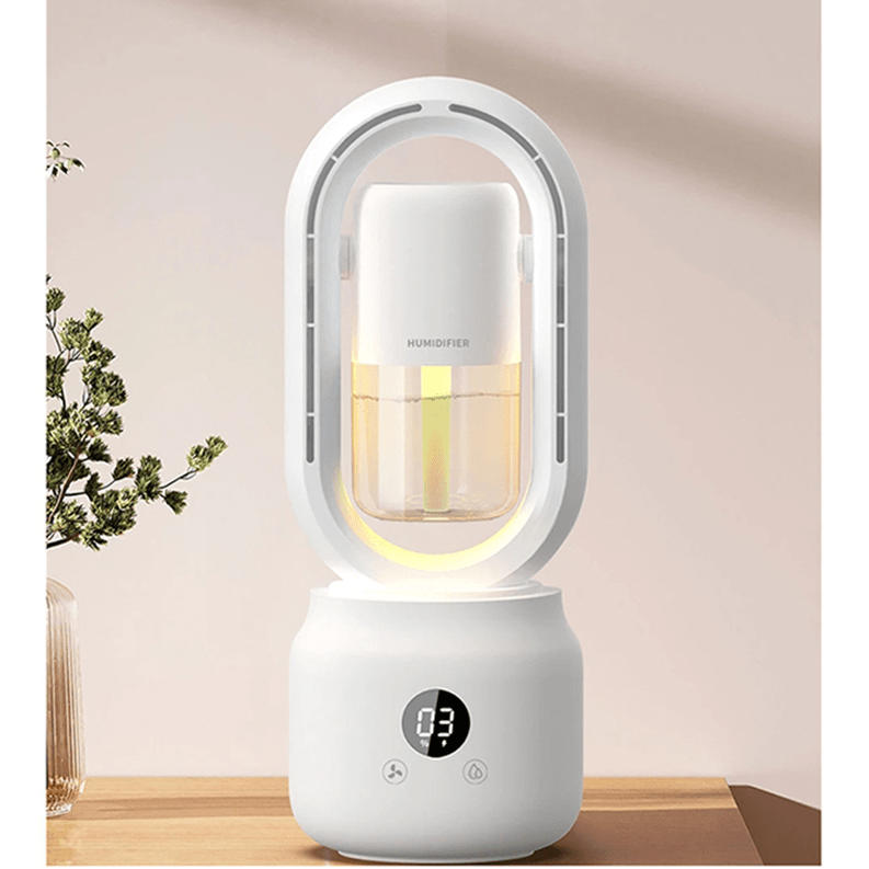 AeroBreeze Bladeless Fan For Home Office Portable Cooling Humidifier Night Light