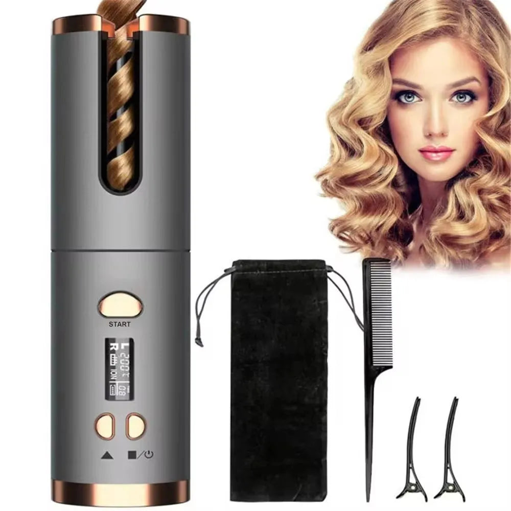 AuraCurl Pro Cordless Hair Curling Styler With LED Display