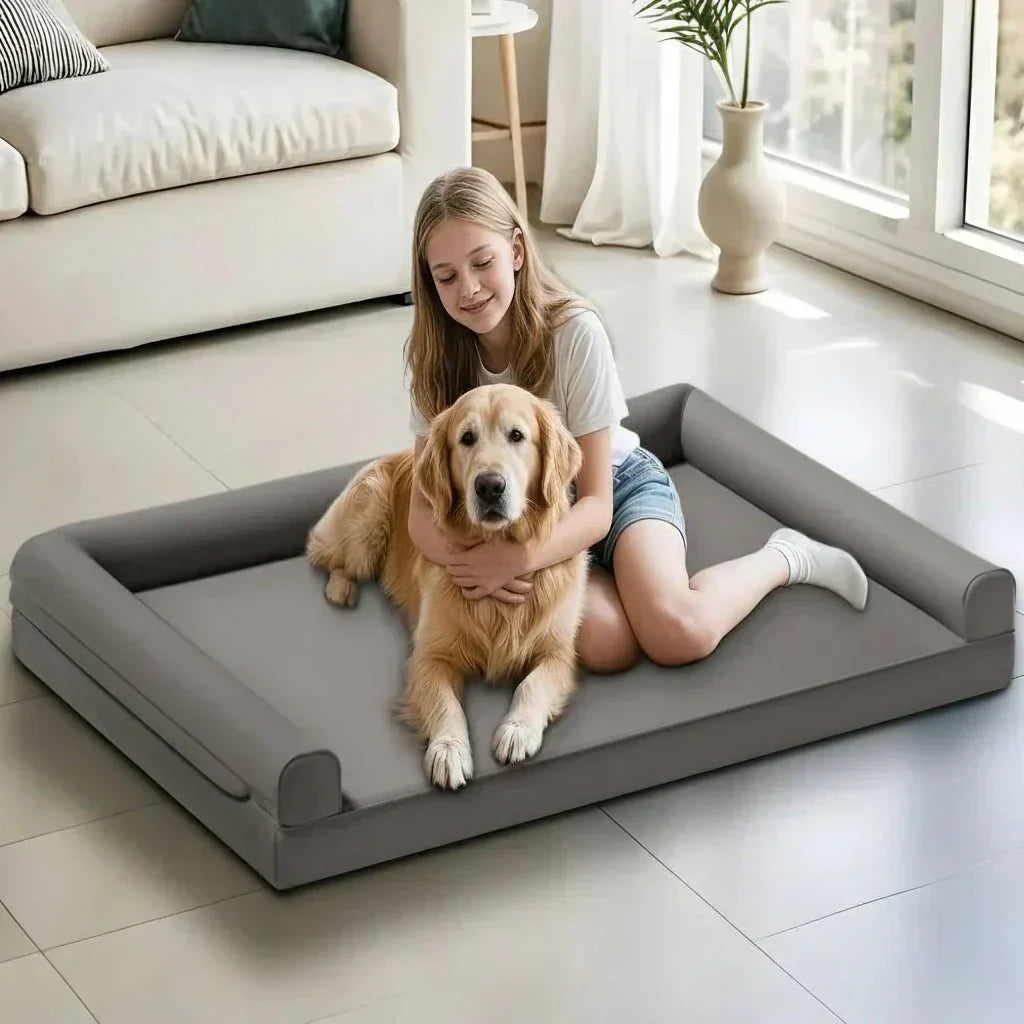 CalmPaws ortopéd kutyaszófa mikroszálas bőrrel és vízálló párnával kutyák számára