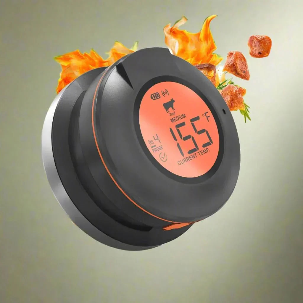 AeroTemp Pro vezeték nélküli hús hőmérő BBQ-hoz valós idejű Bluetooth kapcsolattal, négy érzékelővel