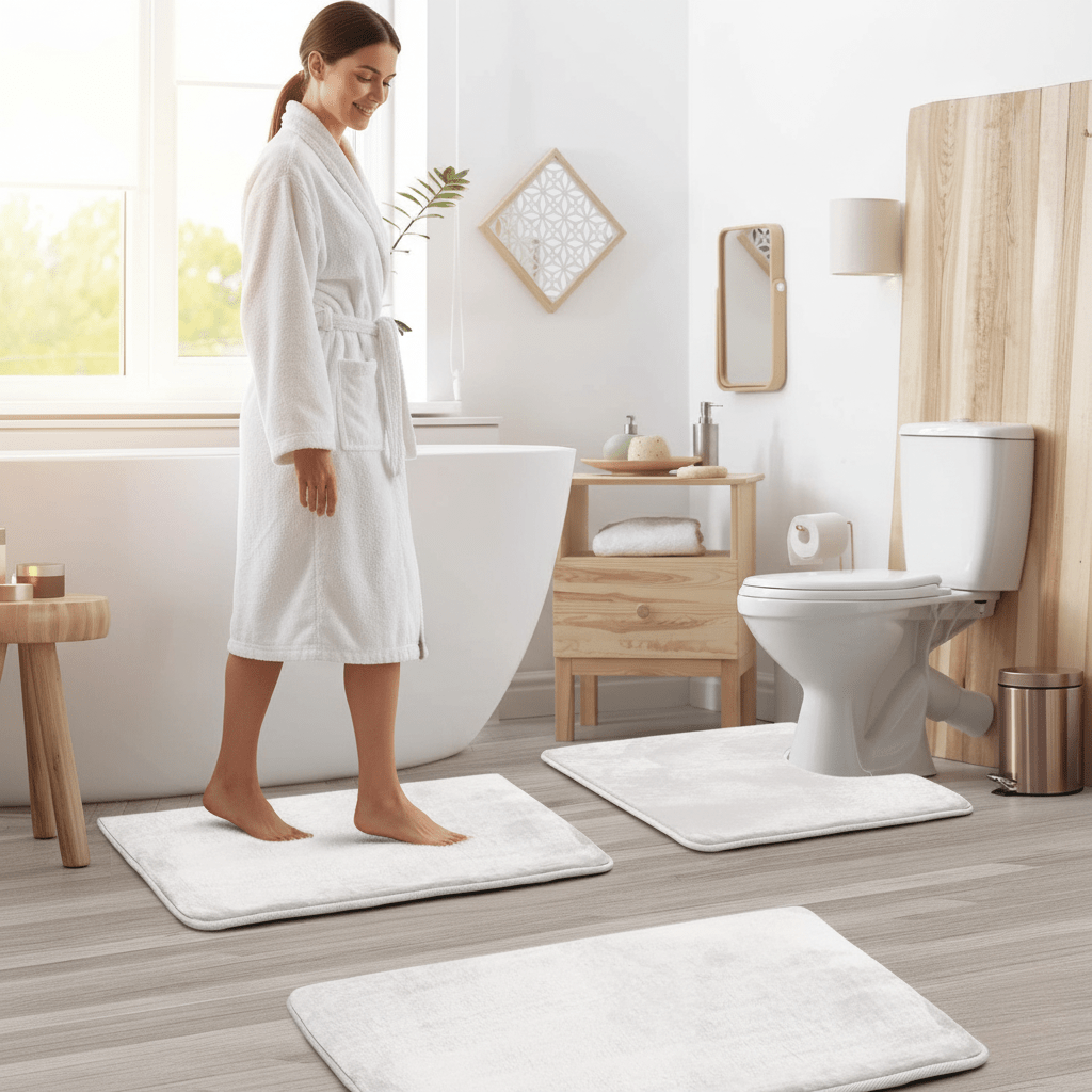 CalmNest memóriahabos fürdőszobai szőnyeg szett puha kényelem otthoni spa-hoz gyorsan száradó anyagból