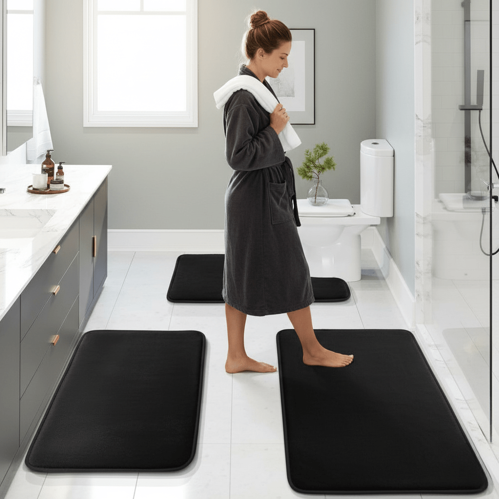 CalmNest memóriahabos fürdőszobai szőnyeg szett puha kényelem otthoni spa-hoz gyorsan száradó anyagból