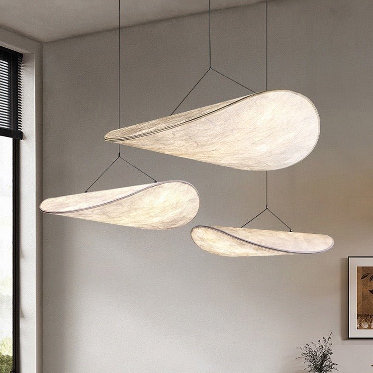 Serene Lantern Japandi Silk Pendant Light For Minimalist Homes Warm Glow