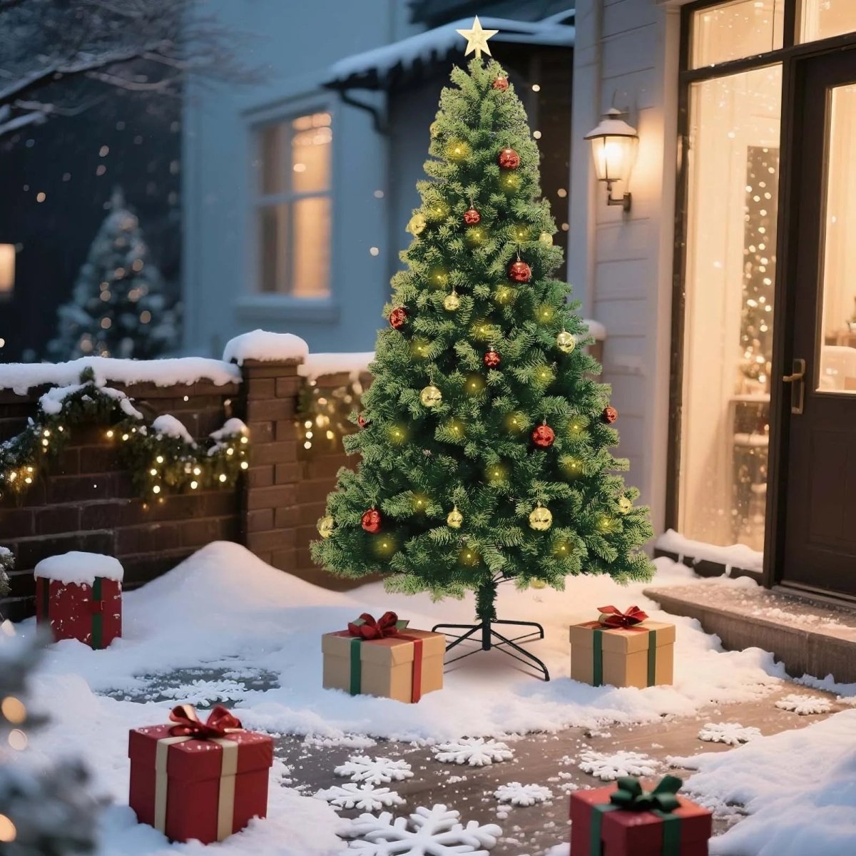 LumaSpruce LED 人工クリスマスツリー 8種類の華やかなライトパターン付き
