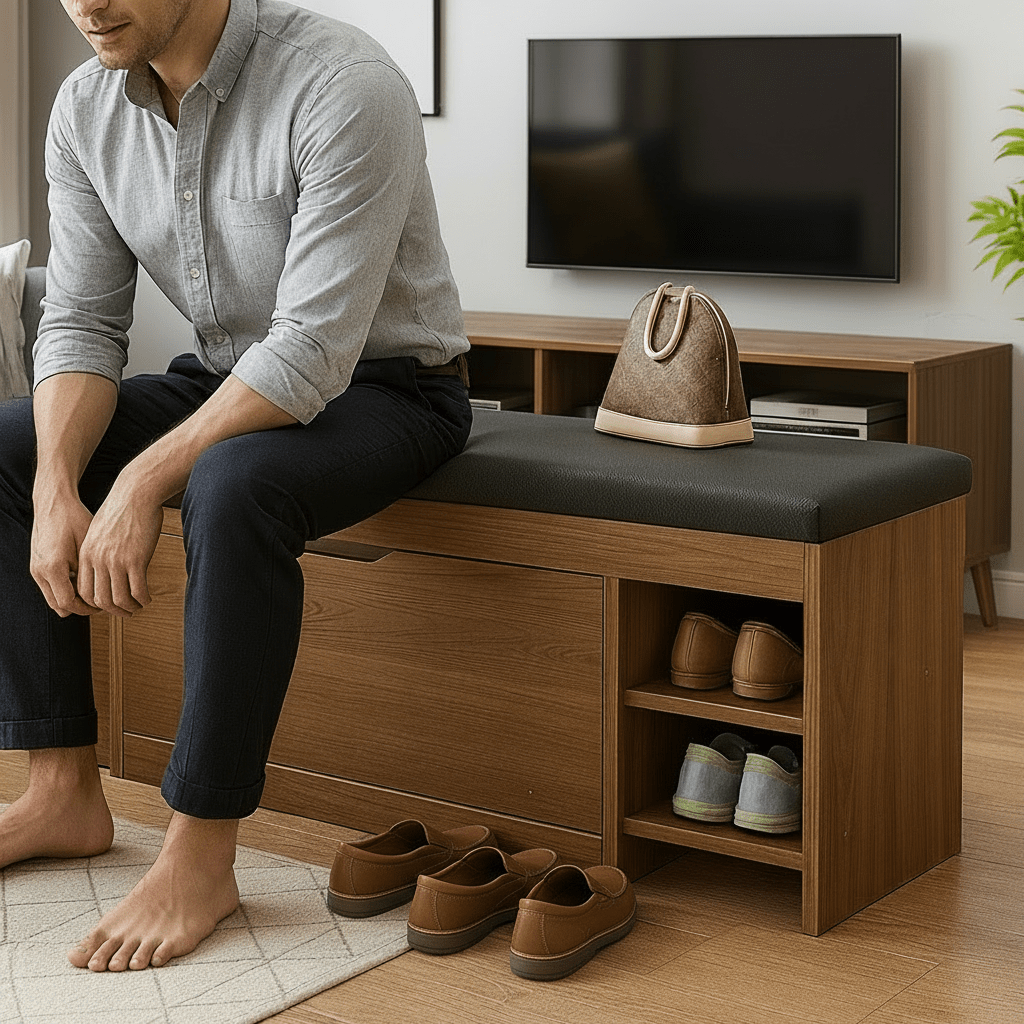 HavenBox 3 az 1-ben cipős szekrény pad tárolóval, összecsukható, előszobákba