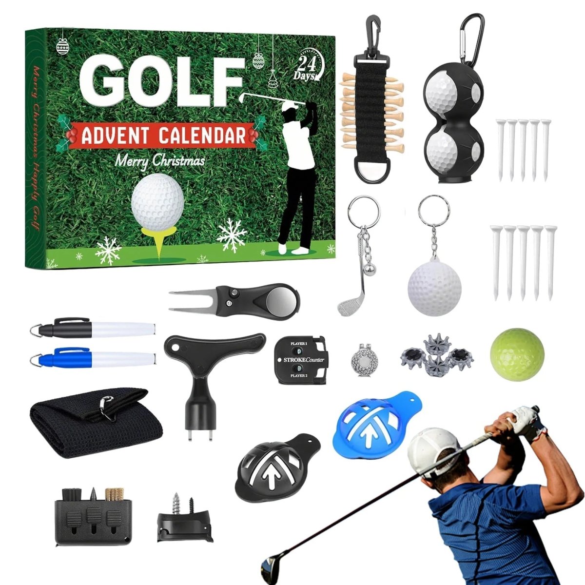 BirdieBox 2025 Végső Golf Adventi Naptár 24 Napos Kiegészítőkkel Golfrajongóknak