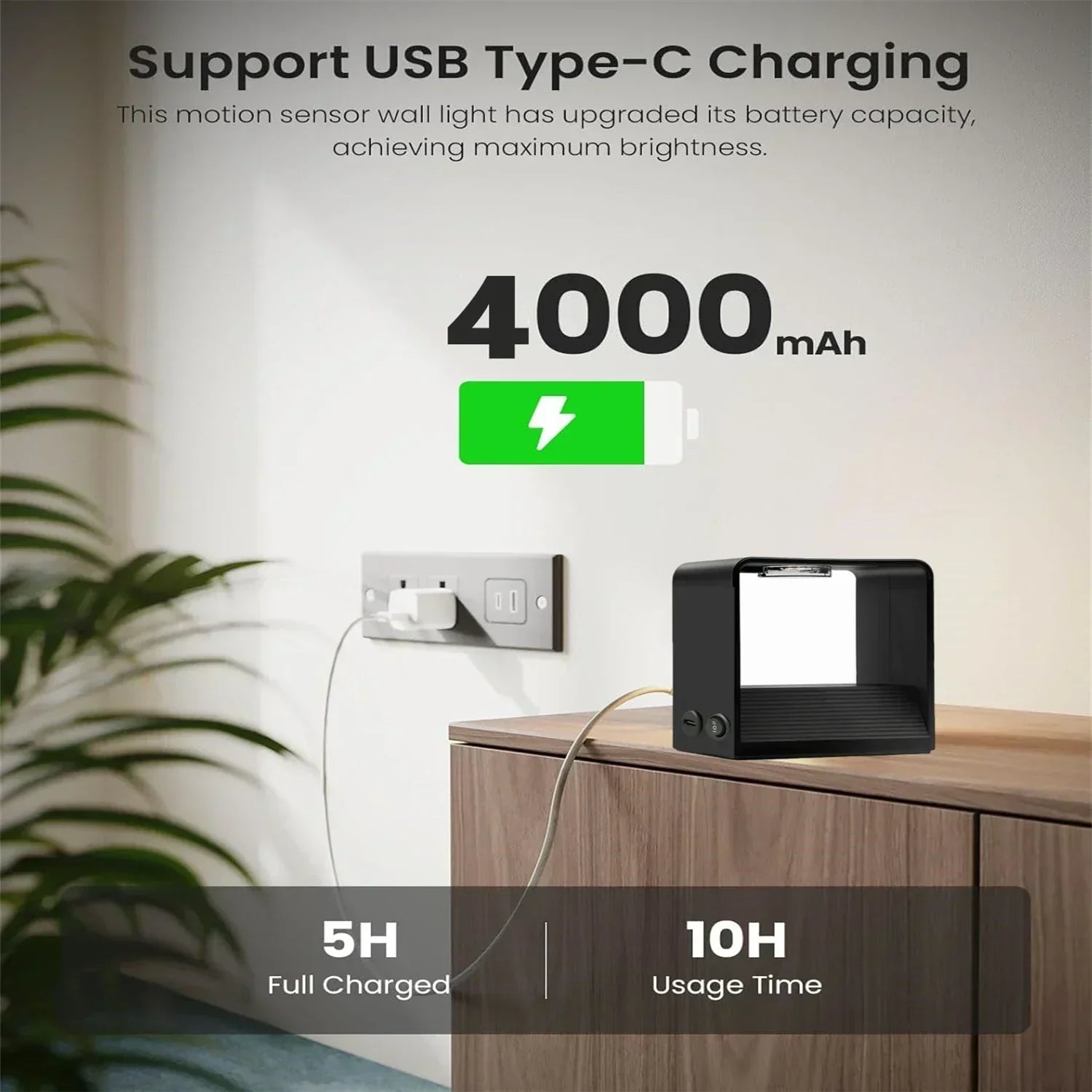 NovaGlow スマートワイヤレスLED壁掛けライト モーションセンサー付き 4000mAhバッテリー 廊下用