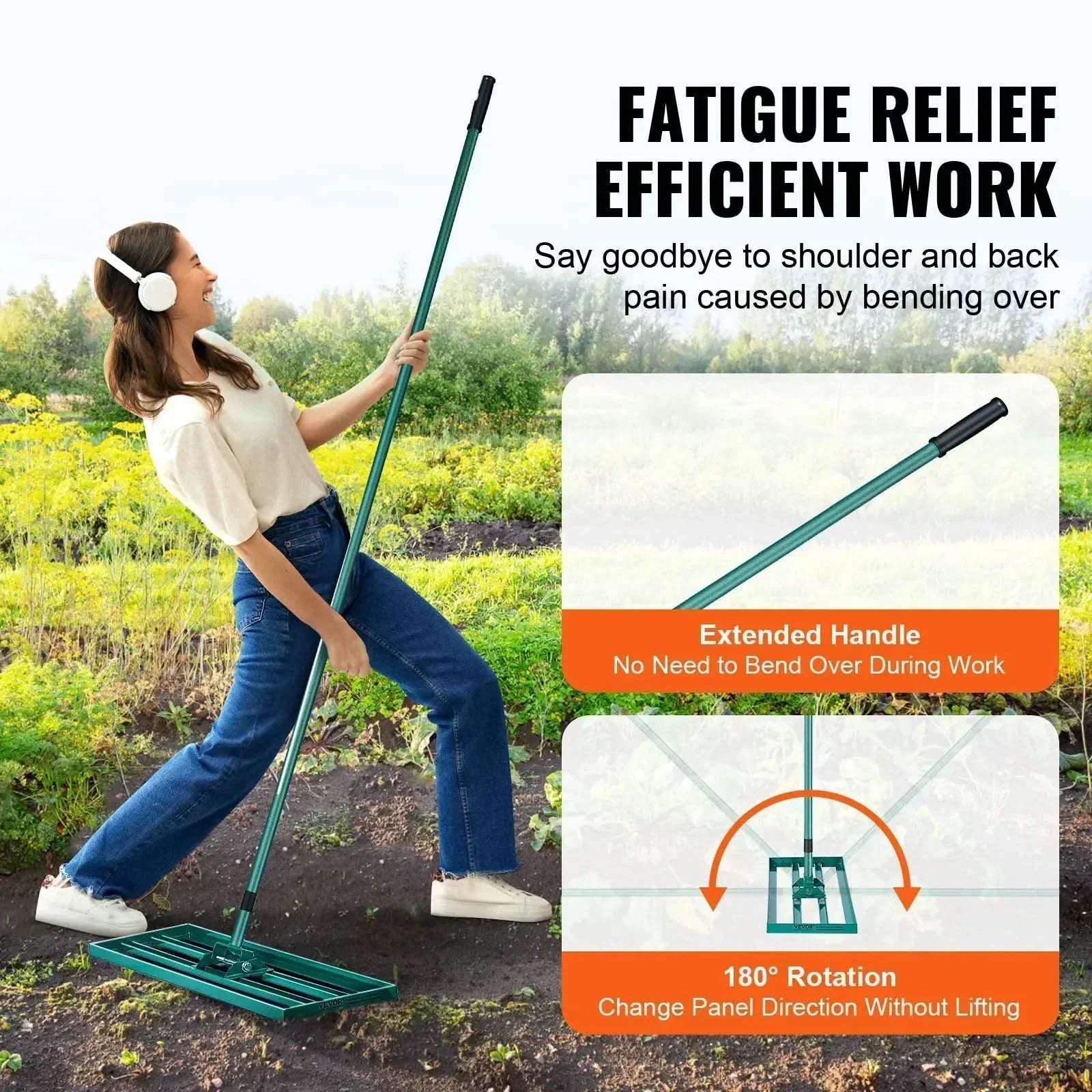 Apex Green Tools fűgereblye extra hosszú, hátbarát nyéllel háztulajdonosoknak