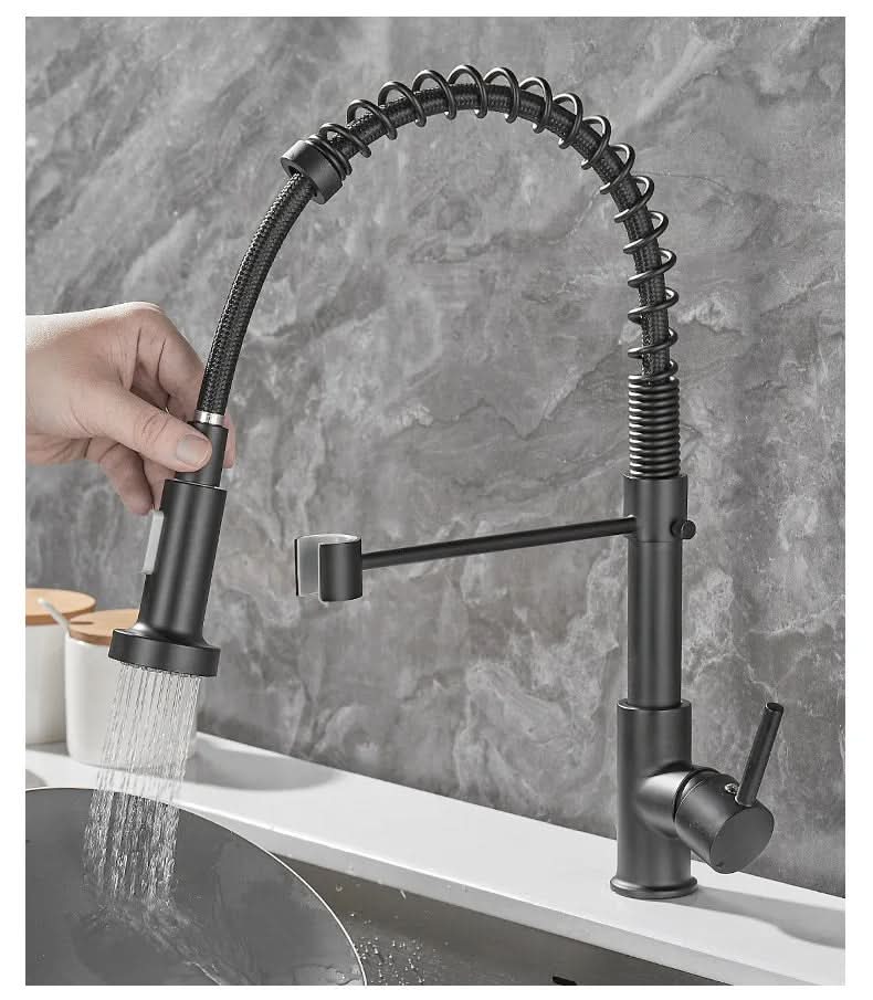 AeroFlow Kitchen Faucet With Dual Spout In Black Gold Finish For Style Savvy Homes