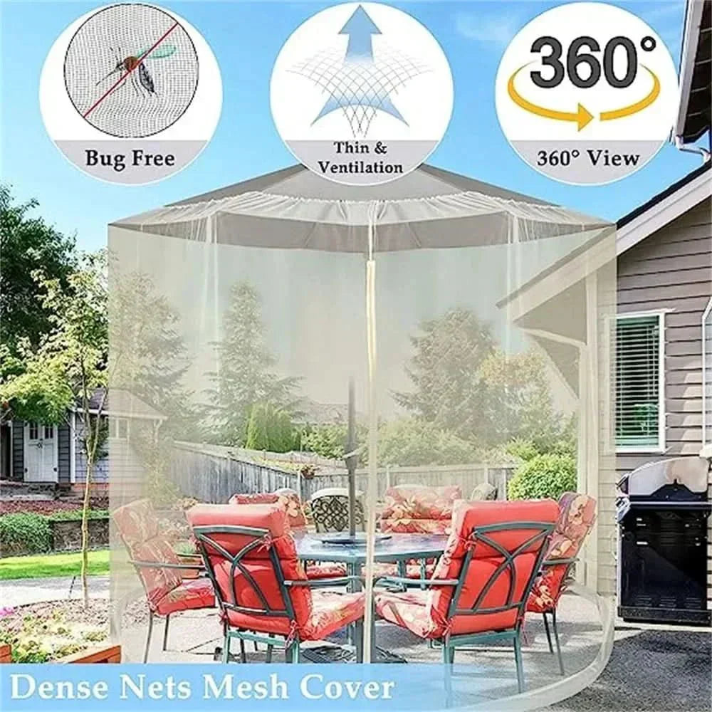 AeroShade szúnyogháló kültéri napernyőkhöz, akár 4 méterig, cipzárral