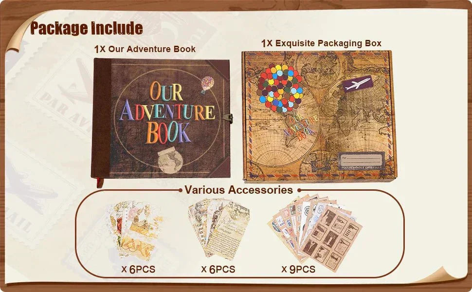 Aurora DIY Scrapbook album pároknak és családoknak, 146 retro oldal