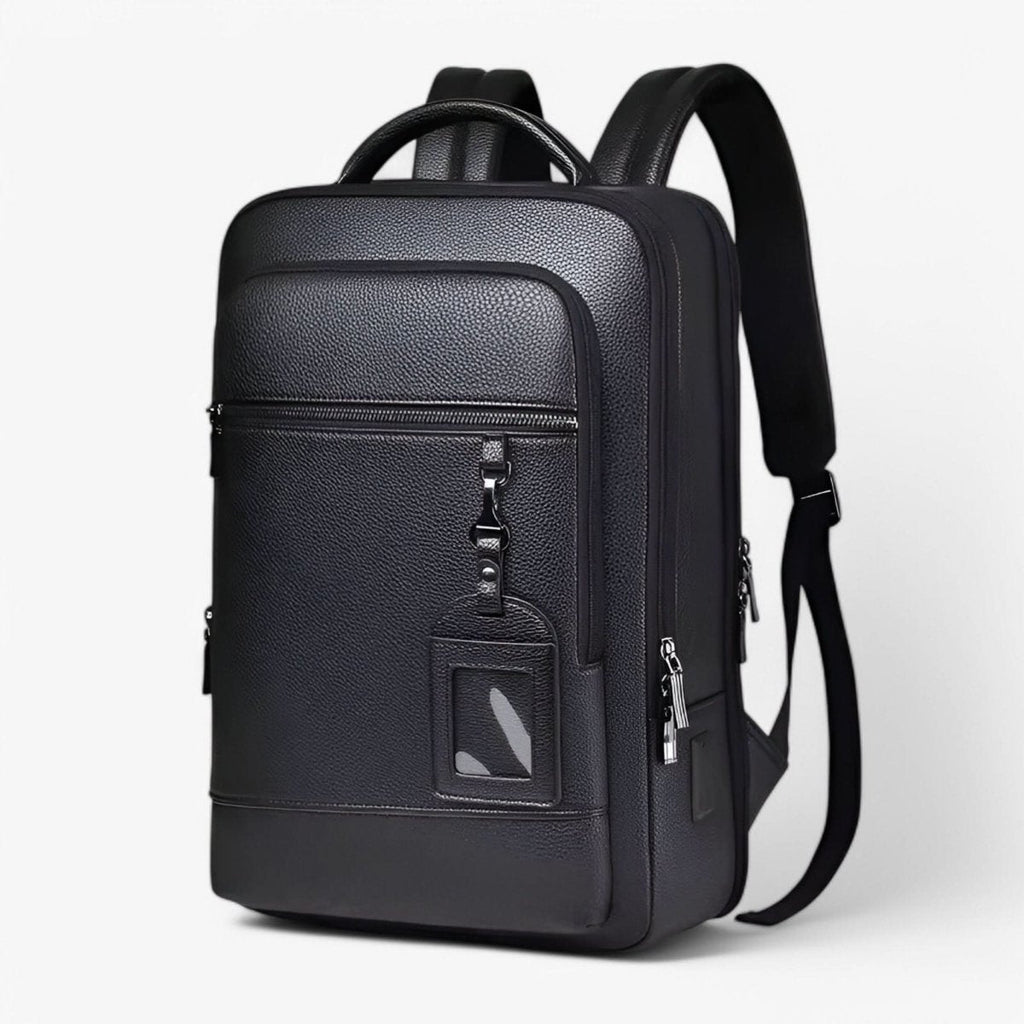 Elegáns bőr hátizsák USB-porttal 15,6 hüvelykes laptophoz, uniszex