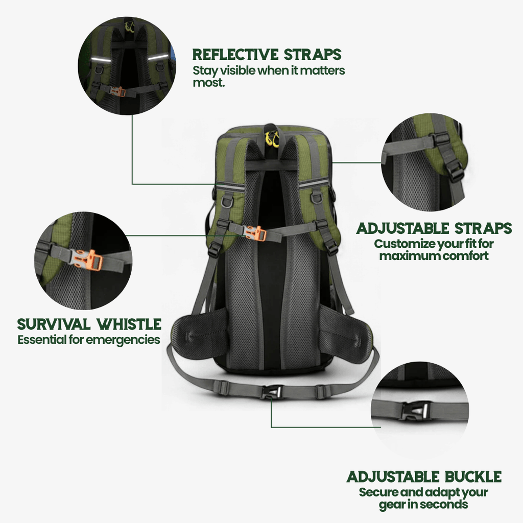 SummitForge 50L ハイキングバックパック 通気性バックパネルとシューズ収納付き