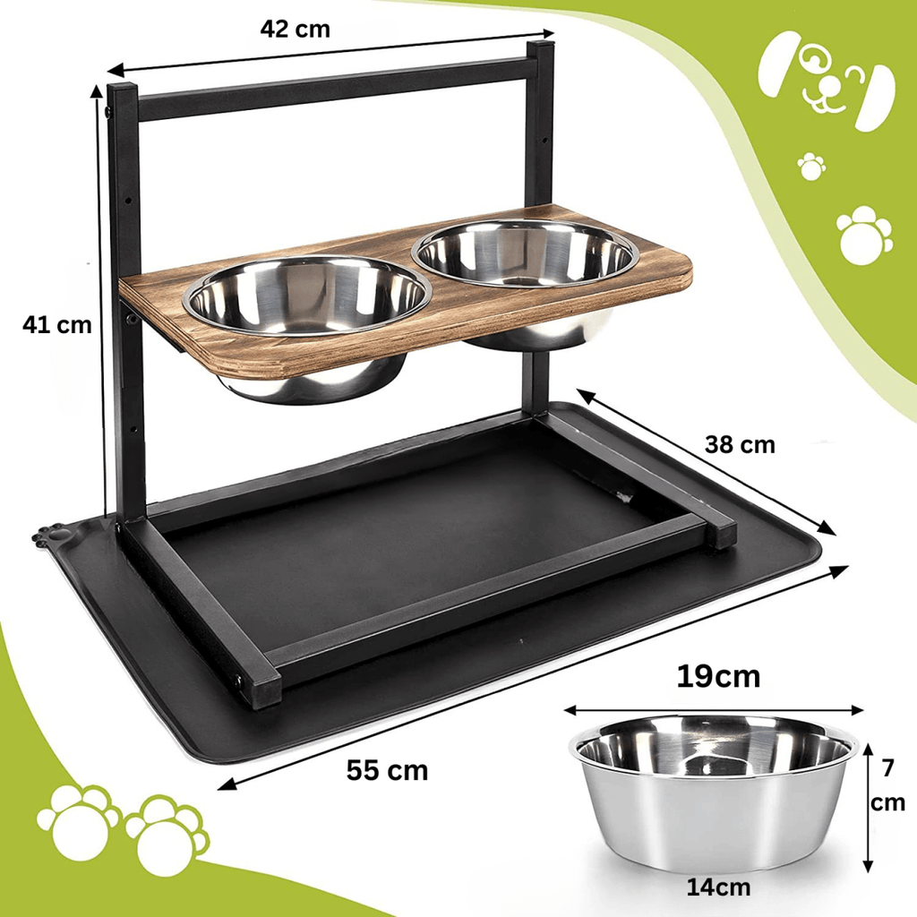 HarmonyBowl ergonomikus etetőállomás kutyáknak rozsdamentes acél tálakkal
