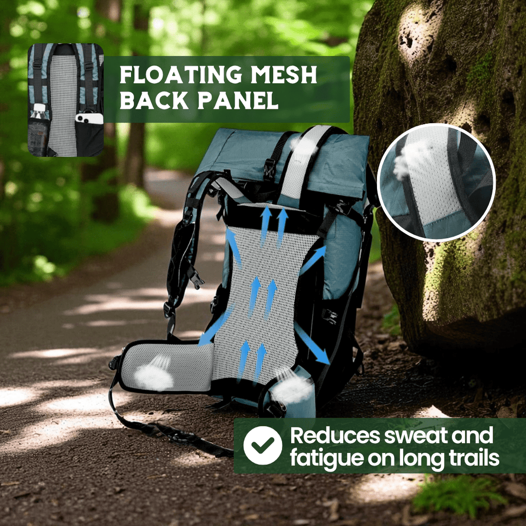AeroTrail 50L ultrakönnyű, bővíthető kalandtáska rolltop záródással