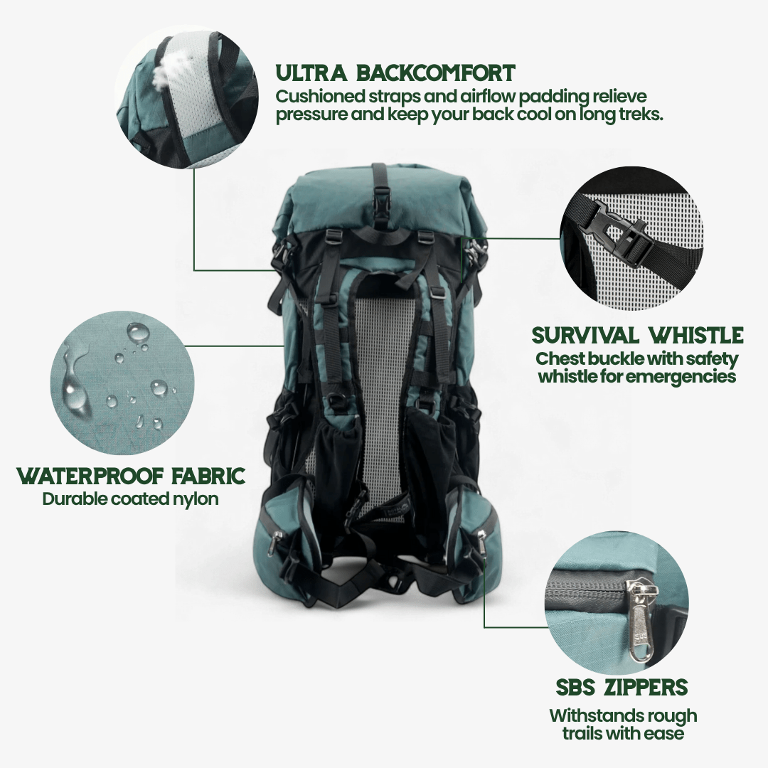AeroTrail 50L ultrakönnyű, bővíthető kalandtáska rolltop záródással