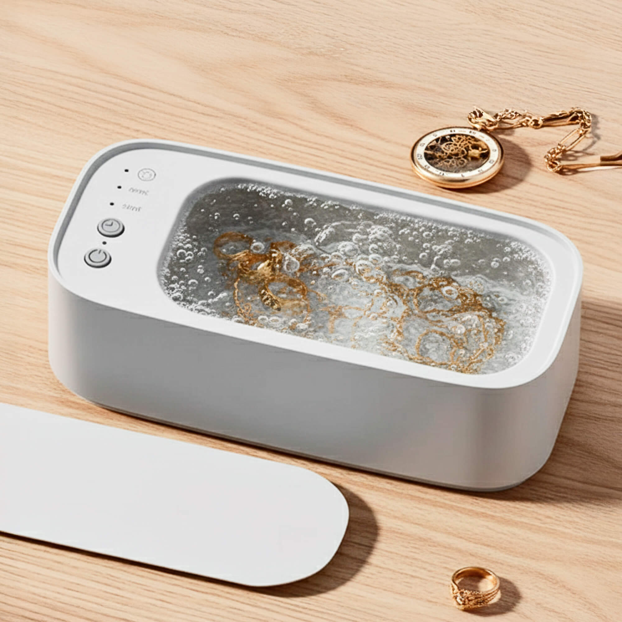 ジュエリー、メガネ、時計、入れ歯用のやさしい超音波洗浄機