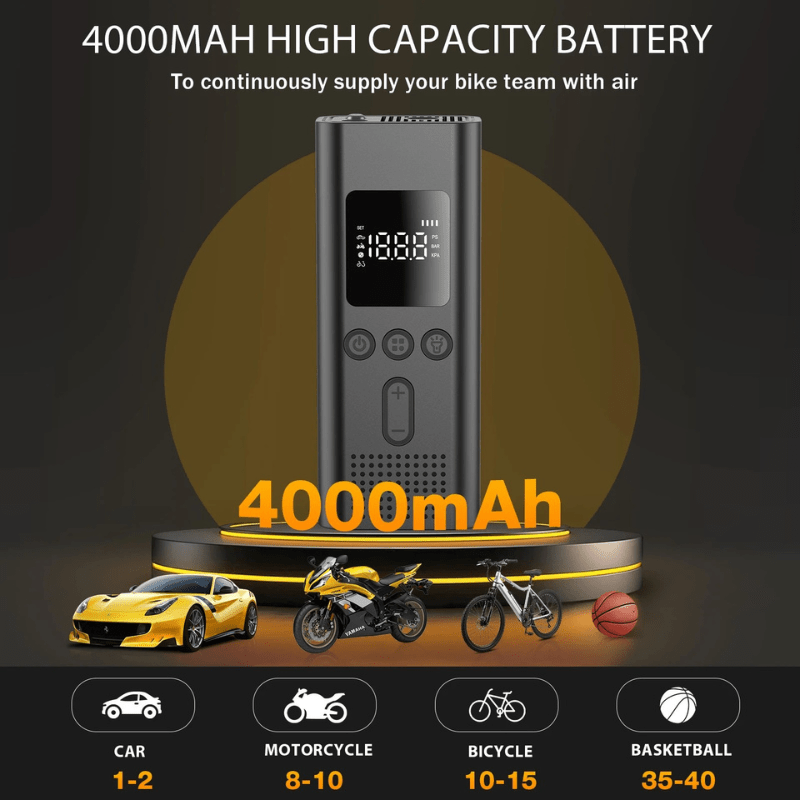 AeroPulse Pro Vezeték nélküli Légszivattyú 150 PSI LCD Kijelzővel Autókhoz és Kerékpárokhoz