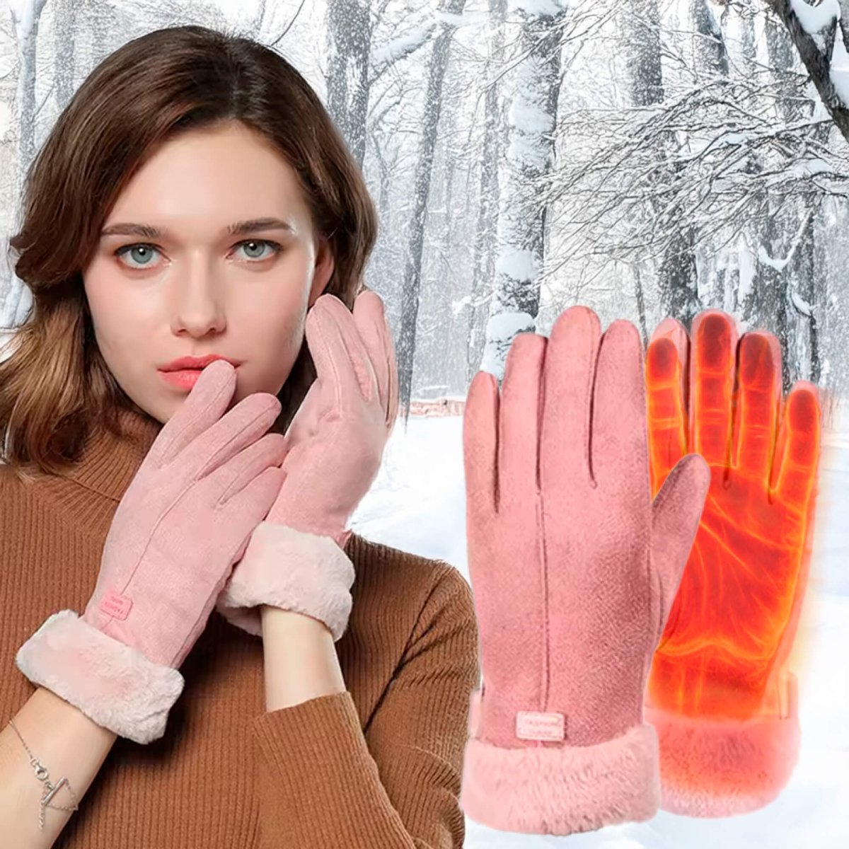 EverGlow állítható vízálló fűtött kesztyűk nőknek