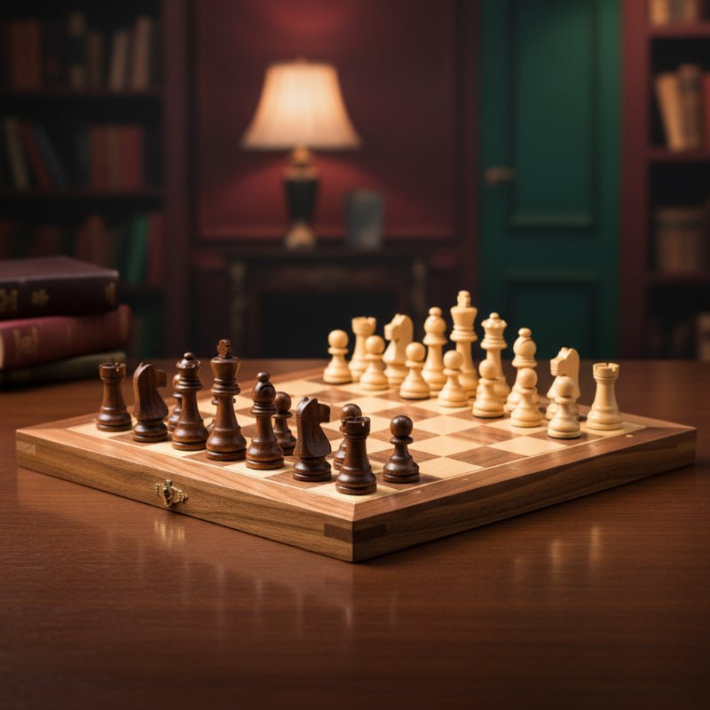 VoyageChess コンパクト マグネット式 木製チェスボード 携帯に便利で楽しい