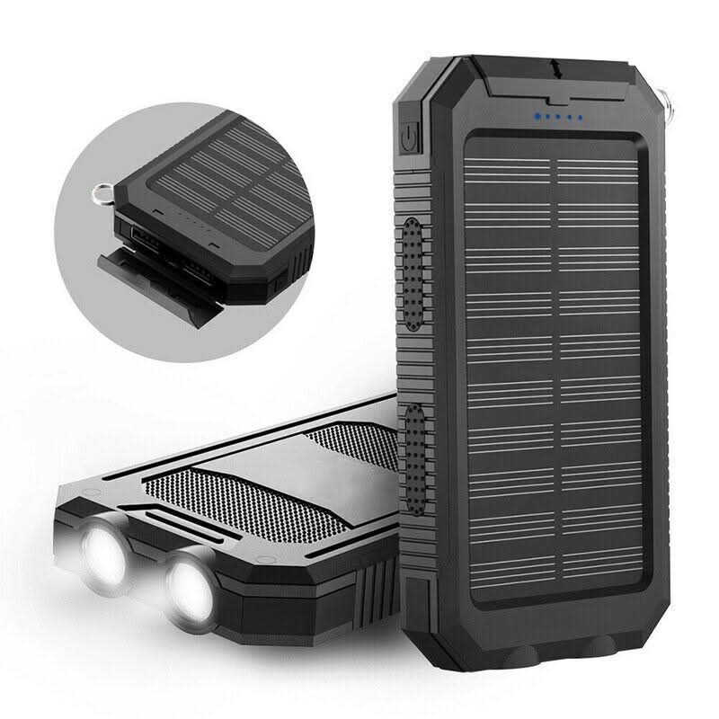 AquaShield vízálló napelemes power bank 10000mAh, dupla USB, kültéri kalandokhoz