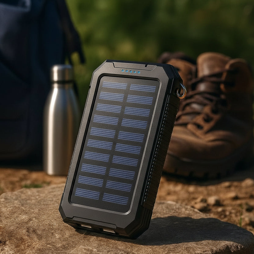 AquaShield vízálló napelemes power bank 10000mAh, dupla USB, kültéri kalandokhoz