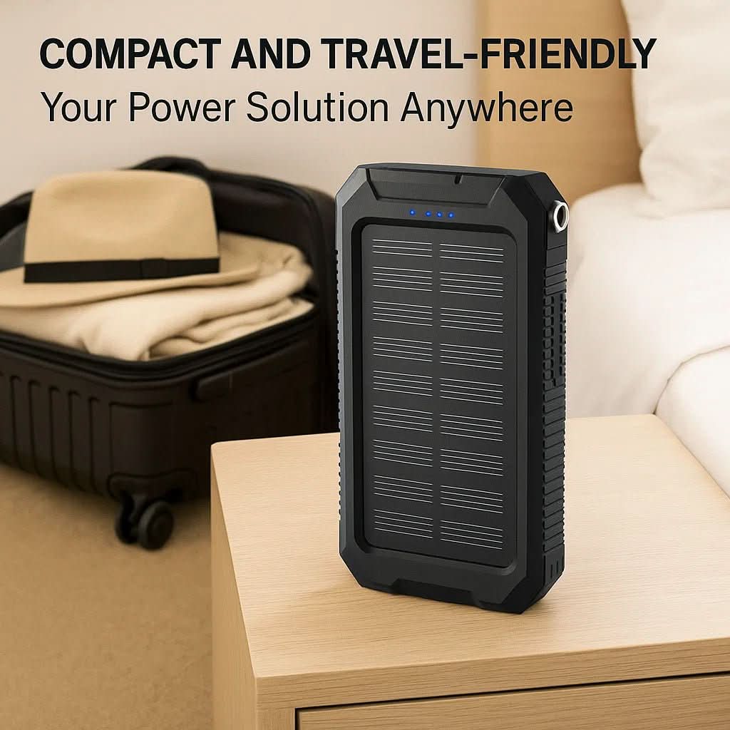 AquaShield vízálló napelemes power bank 10000mAh, dupla USB, kültéri kalandokhoz