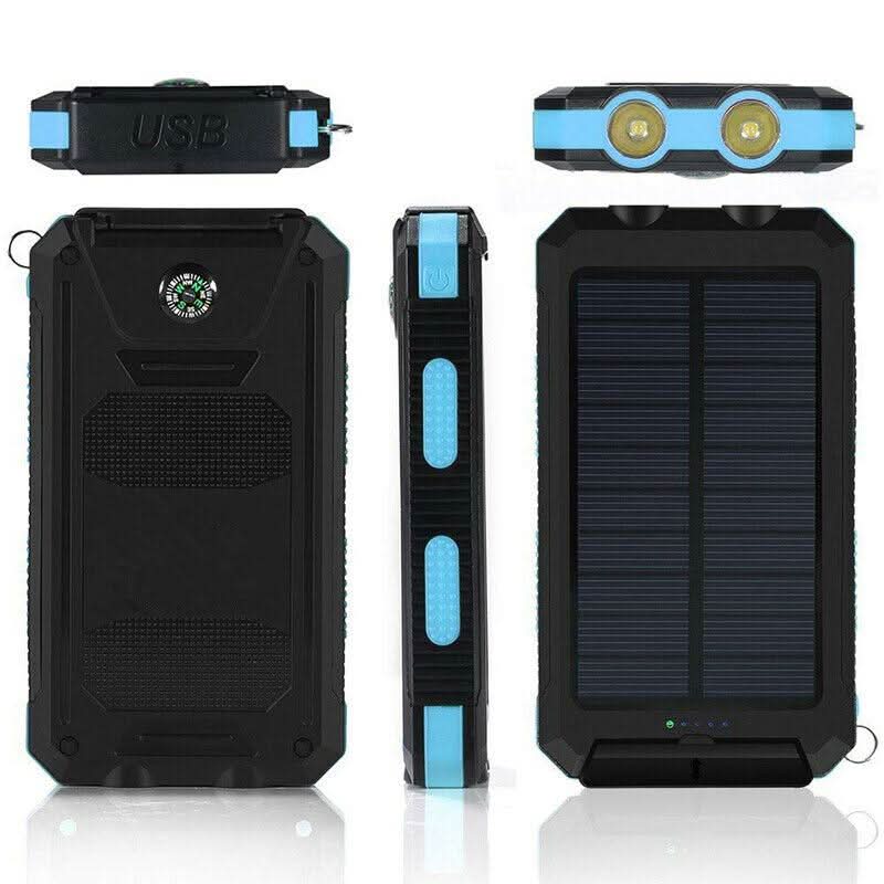 AquaShield vízálló napelemes power bank 10000mAh, dupla USB, kültéri kalandokhoz