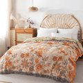 LoomHaven pamut kétoldalas takaró jacquard mintával boho dekor kedvelőknek