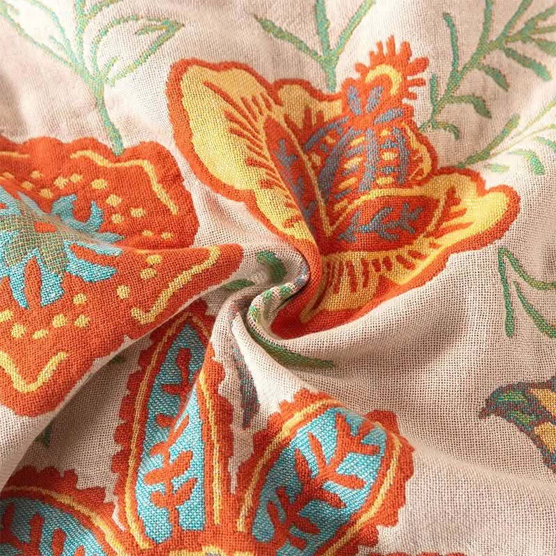 LoomHaven pamut kétoldalas takaró jacquard mintával boho dekor kedvelőknek
