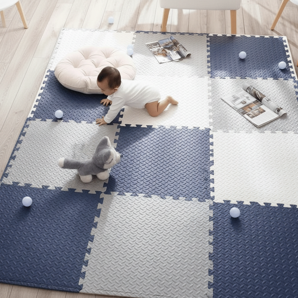 CozyNest babaszőnyeg biztonságos játszópárnával újszülötteknek és kúszóknak