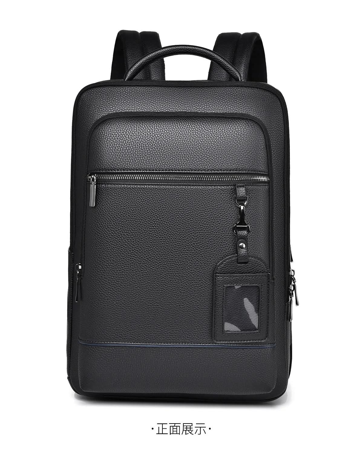 Elegáns bőr hátizsák USB-porttal 15,6 hüvelykes laptophoz, uniszex